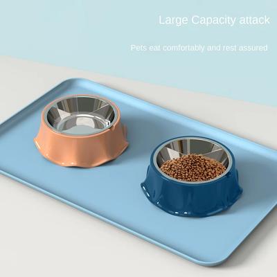 1 unidad Cuenco para Gatos Encantador Creativo Inclinado Gatito Cachorro Comida Cuencos para Alimentar Acero Inoxidable Gatos Bebedero Comedero Mascotas Perros Gatos Comederos