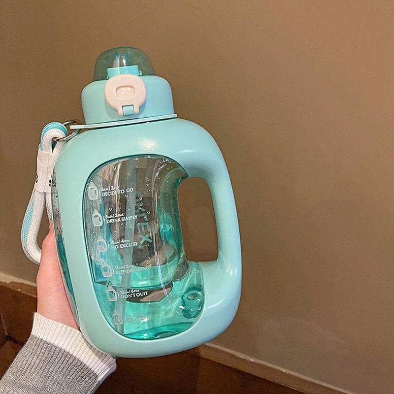 

Бутылка для воды Kawaii Sport с 3D-наклейками, соломинка, без BPA, 1500 мл, симпатичная, большая, пластиковая, для сока, чая, спортзала, путешествий, портативная бутылка для напитков 1500ml зелёный