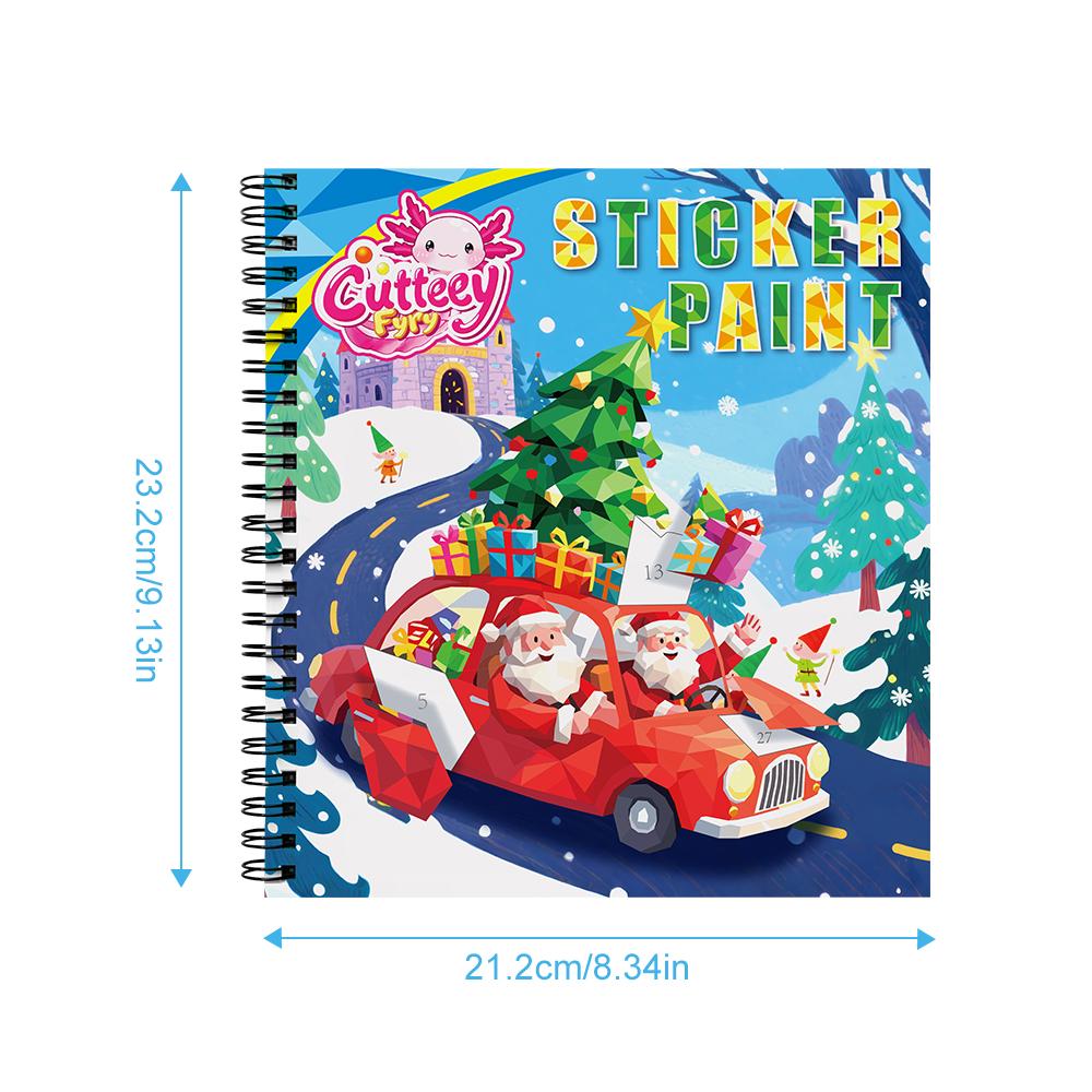 

1 шт. Книга-раскраска с наклейками для девочек, Рождественский подарок, Наклейки по номерам «Рождественская елка», «Снеговик» для поездок, Детские канцелярские товары