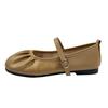 Gentle Small Fragrant Wind Shallow Mouth Mary Jane Shoes Summer Word with Sandals 2025 New Pleated Flat-bottomed Work Shoes