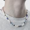 Summer Mens Geometric Shell Bead Necklace With Stainless Steel Chain For Casual Wear