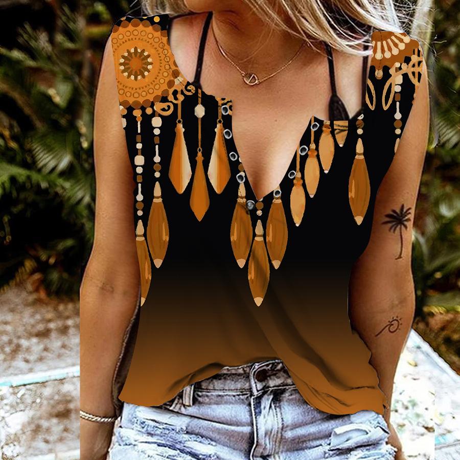 

Женские майки, сексуальные летние топы без рукавов с v-образным вырезом, жилет с 3D кулоном и принтом, крутые легкие топы 4XL оранжевый
