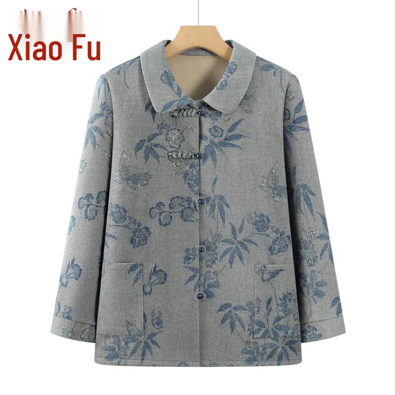 Elderly Women's Floral Casual Cardigan Jacket