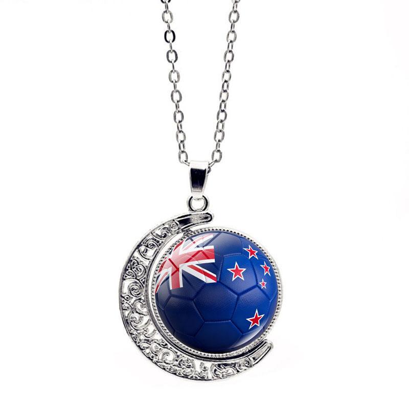 FIFA World Cup Flag Football Necklace Women's Versatile Creative Rotating Moon Pendant Sweater Chain