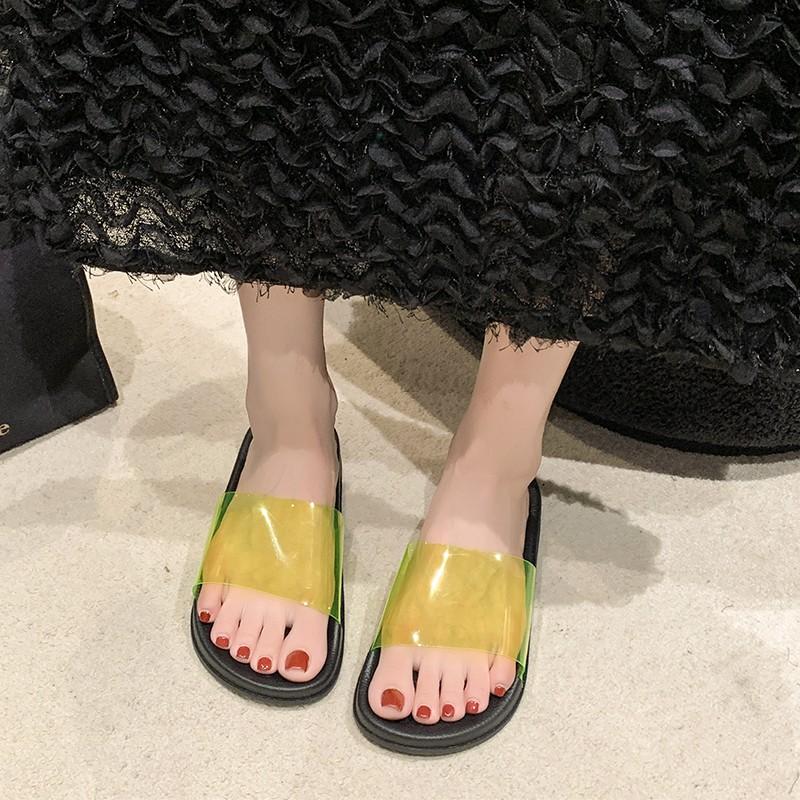 35-44 yards big size women's shoes summer new one word slippers female external wear comfortable thick bottom simple sandal drag