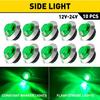 10X 3/4" Strobe+Steady Marker Lights Dual Function Green LED 12V 24V Warning