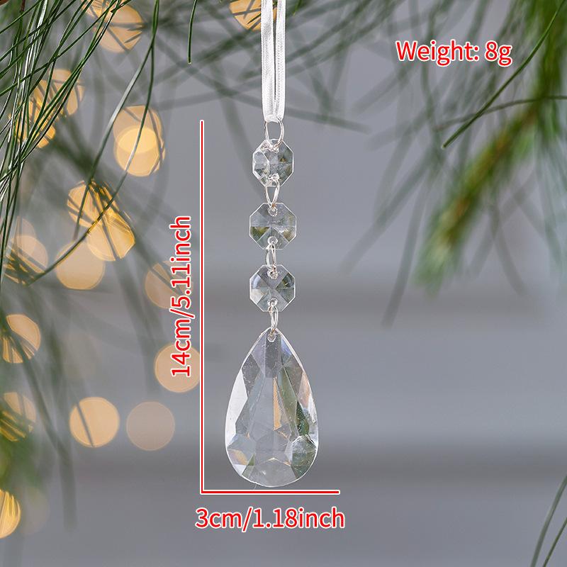Transparent Acrylic Indoor Snowflake Crystal Ice Pendant Pearl Water Drop Hanging String Christmas Tree Ornament Pendant