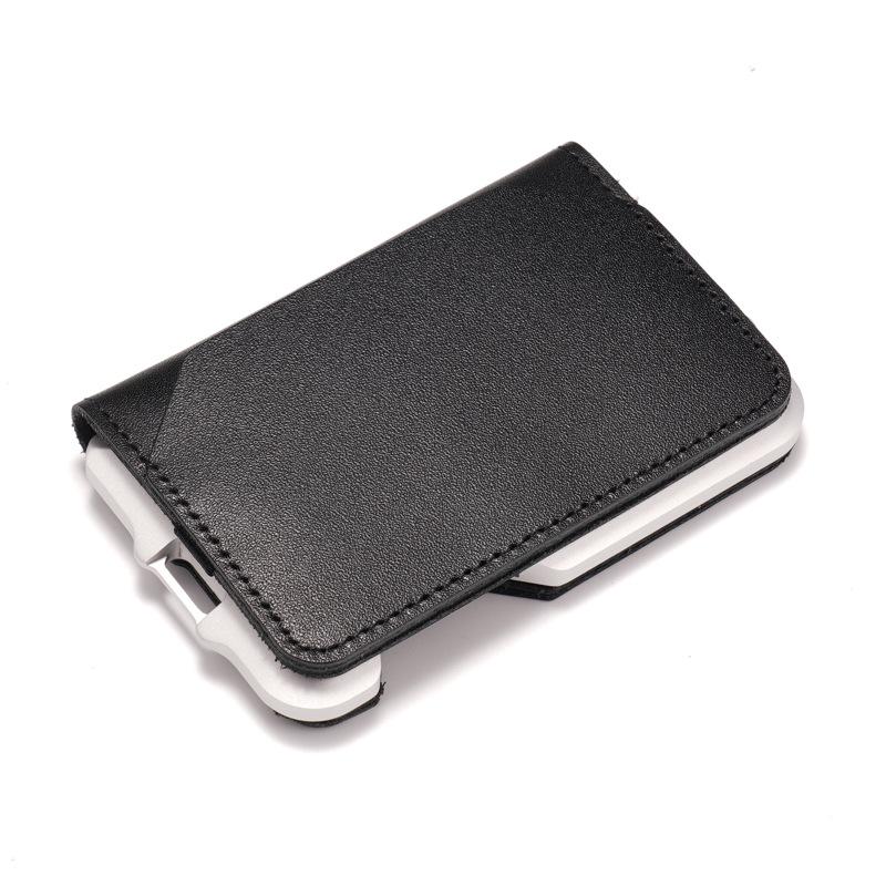 RFID Anti-Magnetic Men's Leather Metal Card Bag Multifunctional Aluminum Alloy Bank Credit Card Holder Wallet