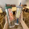 Plastic Water Bottle Portable With Straws Fruit Infuser Tea Juice Cup Fitness Sport Outdoor Travel Bottles Kettle Transparent