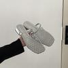 Niche woven hollow mesh cool slippers, shoes wear 2025 new summer wear versatile flat-bottomed half slippers