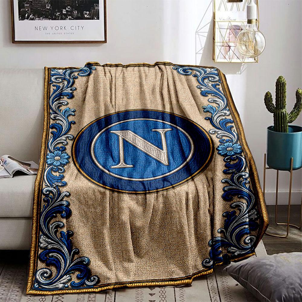 Blue Ornate "N" Emblem Blanket for All Seasons Blanket Lunch Break Throw Gift