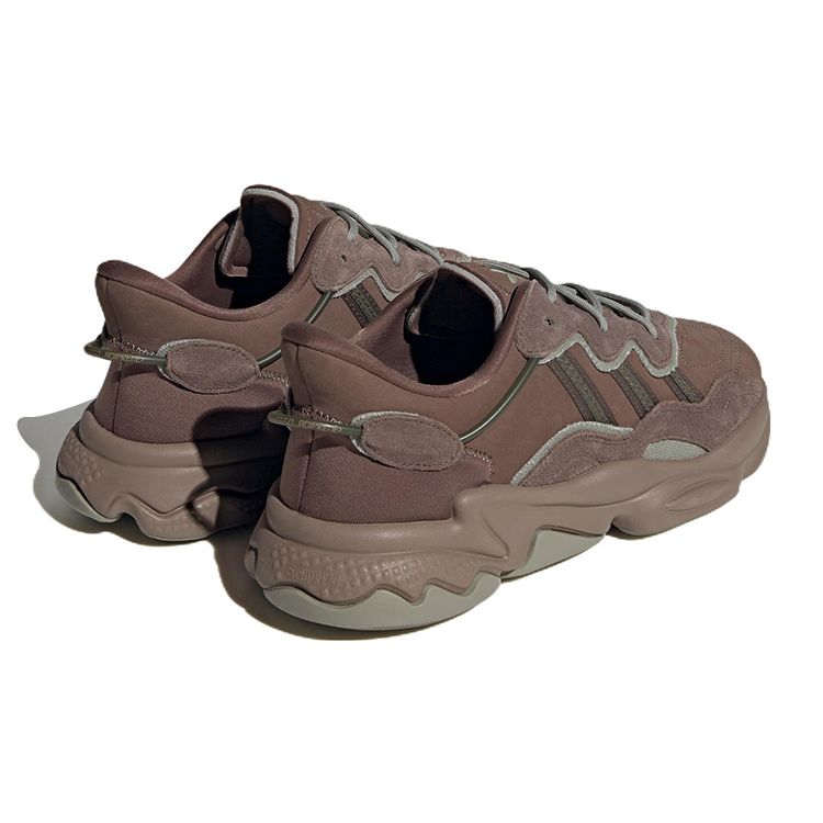 Adidas Originals Ozweego Leather Comfortable Trendy Slip-Resistant Durable Low-Top Casual Shoes Unisex Casual Shoes Earth-Brown H03679
