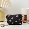 Elegant Bow Decor Cosmetic Bag Portable Makeup Storage Pouch Large Capacity Purse For Lipstick Skincare Accessories Daily Travel