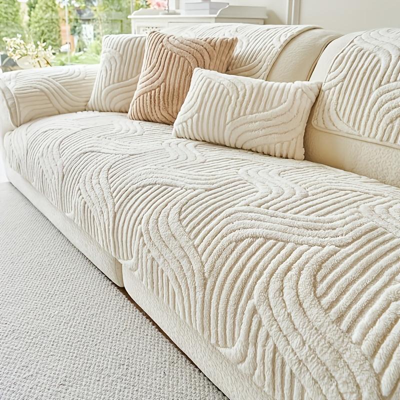 Shu Velvet Sofa Cushion Cream Style Thickened Anti-Slip Seat Cover for Sectional Sofas