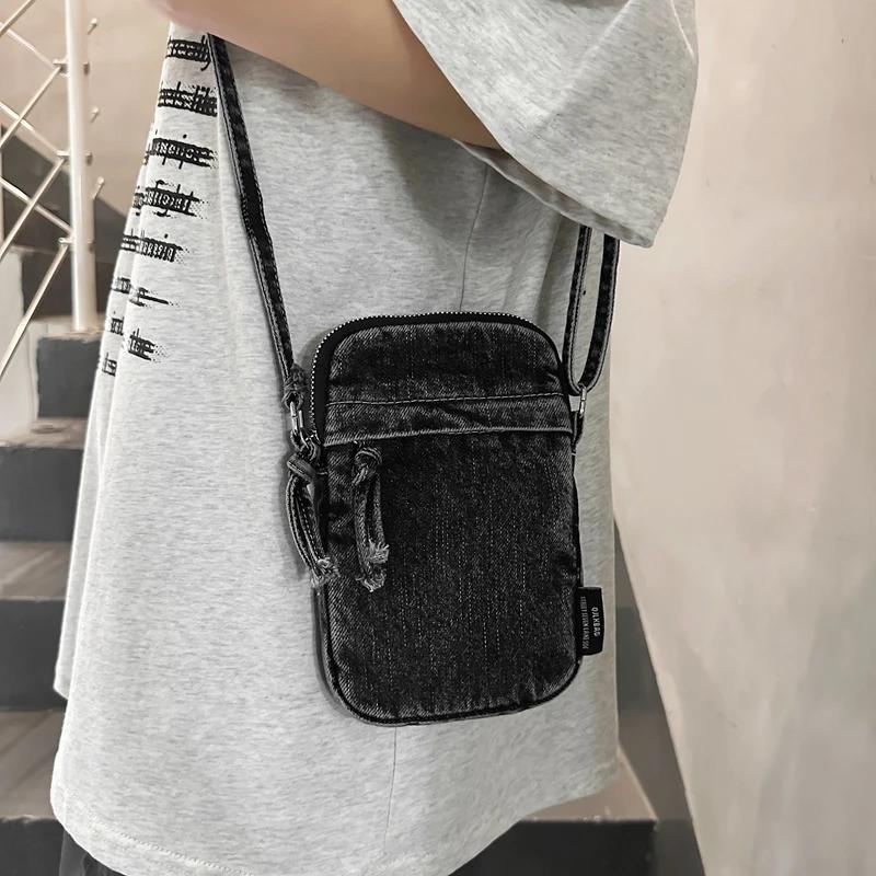 Zipper Sewing Thread Women's Shoulder Bag Women's Crossbody Bag Mobile Phone Bag Selling Design Mini Denim