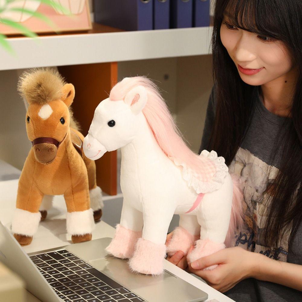 Cute Horse Plush Doll Toys Soft Zodiac Pony Figurine Stuffed Animal Horse Horse Ornament