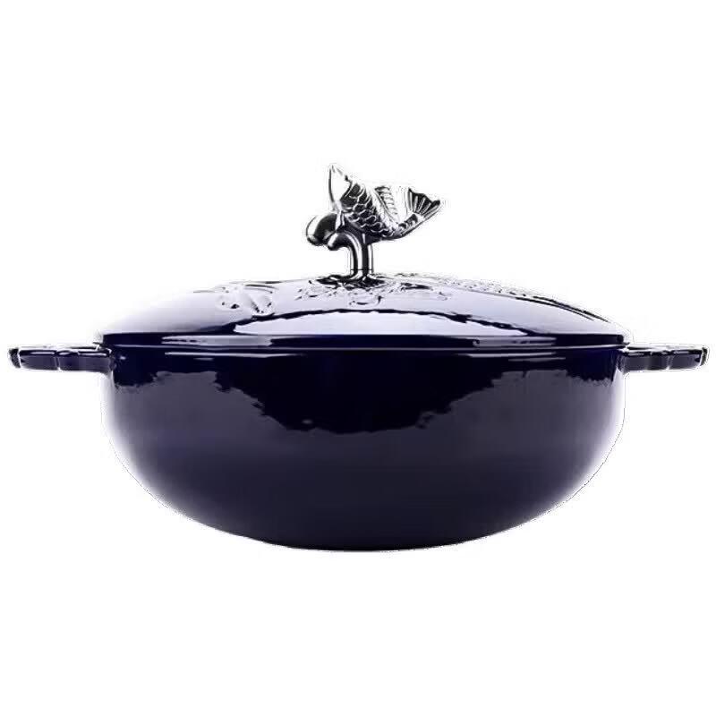 Baoji Yearly Abundance Series 28CM Cast Iron Enamel Pot
