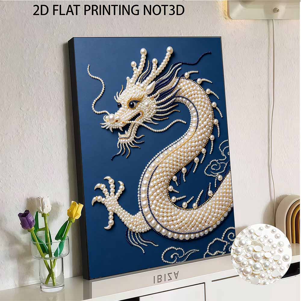 DIY Pearl Diamond Art Painting Kits for Adult and Beginners, Majestic Dragon Sparkling Painting Craft Home Wall Decor Handmade Gift