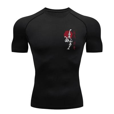 T-shirts de Compression Imprimés Baki pour Hommes Athlétiques à Séchage Rapide T-shirts Hauts Entraînement de Gym Fitness Sous-vêtements de Base Rash Guard