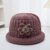 Plush Woolen Hat Flower Warm Fisherman Hat Retro Floral Knitted Bucket Hat  Autumn and Winter