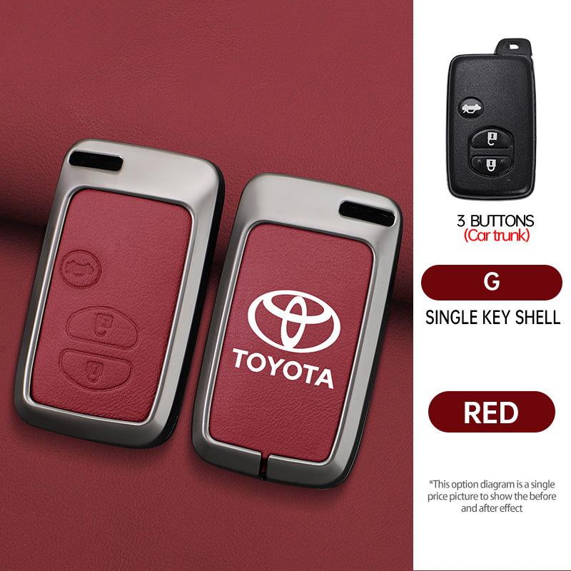 Zinc Alloy Leather Car Remote Key Case Holder Shell For Toyota Aqua RAV4 Land Cruiser Camry Prado Corolla Prius Keyless Keychain