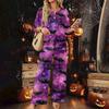 Women's Casual Printed 3/4 Sleeve Button Down Top and Wide Leg Pants 2 Piece Set