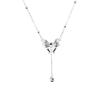 Original Design S925 Sterling Silver Bow Tassel Necklace for Women - High-End 2025 Style Clavicle Chain Accessory