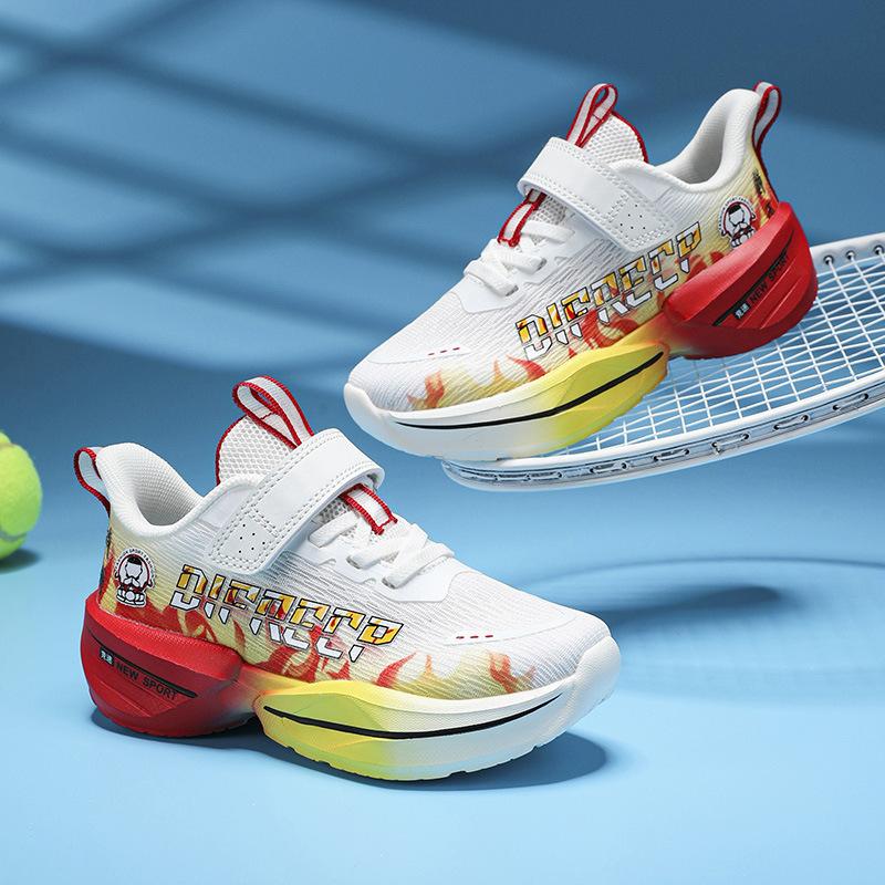 2025 spring and summer breathable mesh running shoes, primary and secondary school students sports shoes, Velcro raw and lightweight running shoes