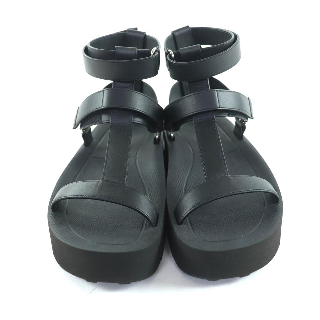 Excellent HERMES Sandals Enid Velcro ankle strap leather black leather Women 37 Used