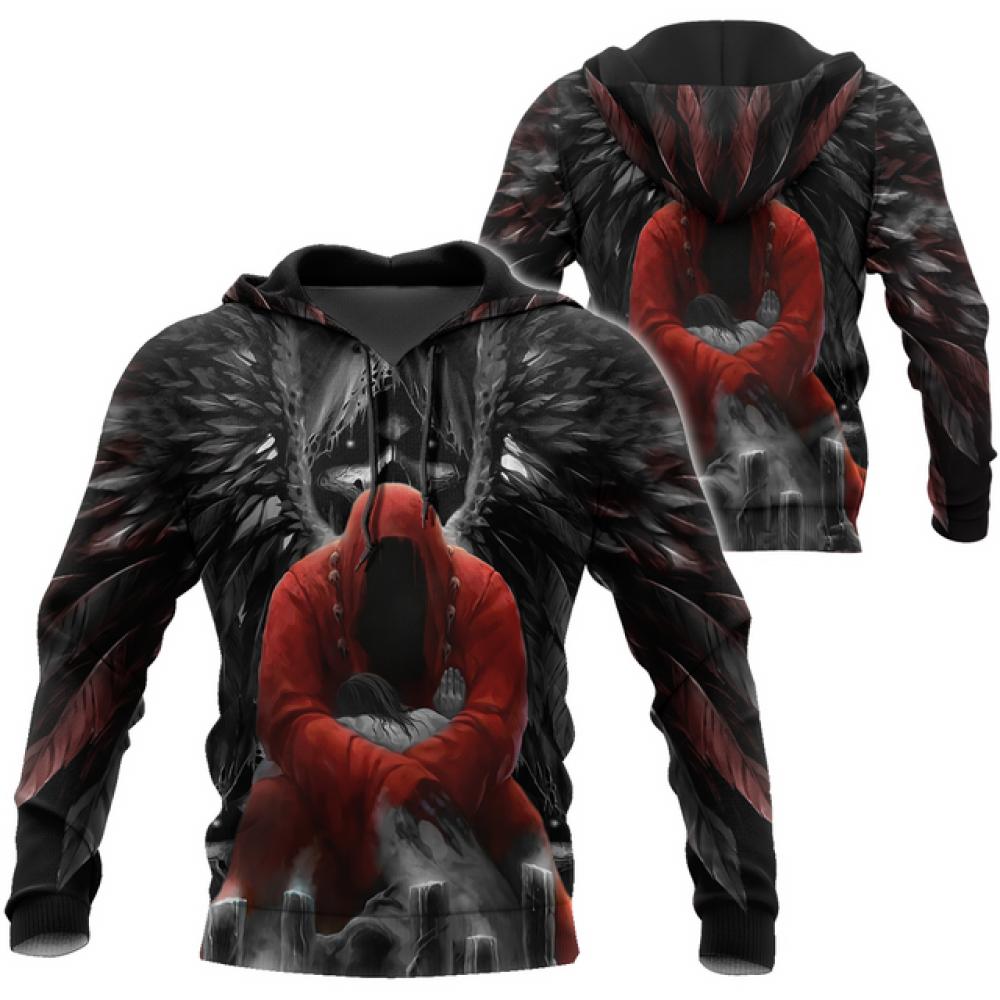 Reaper Skull Angels And Demons Imprimare 3D Primăvara Toamnă Hanorac pentru bărbați Hanorace casual unisex Pulover Streetwear Topuri supradimensionate
