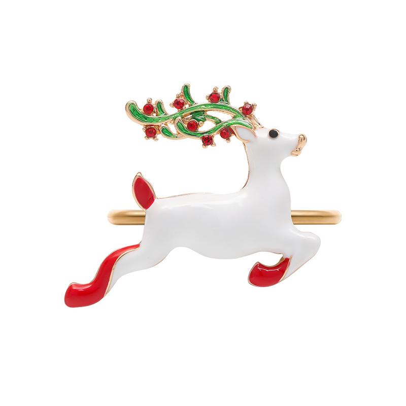 Christmas Napkin Ring Metal Xmas Bell Elk Napkin Holder Flower Wreath Rings Wedding Banquet Hotel Table Decoration Accessories