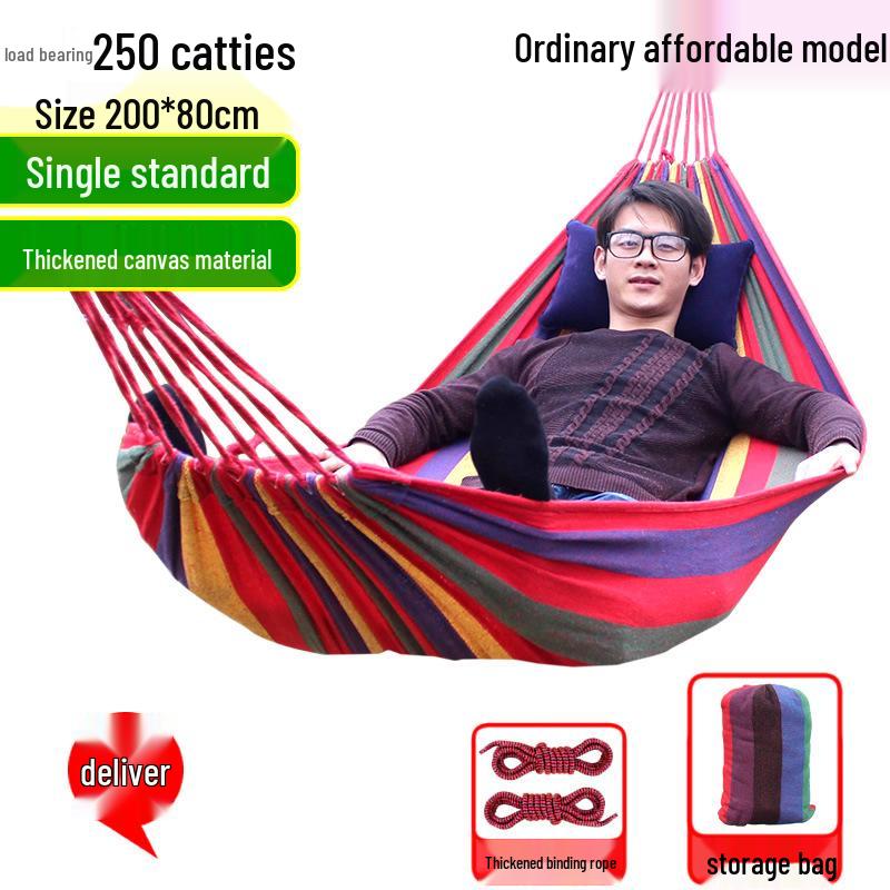 Anti-Rollover Outdoor Canvas Hammock for Adults - Single/Double Sizes