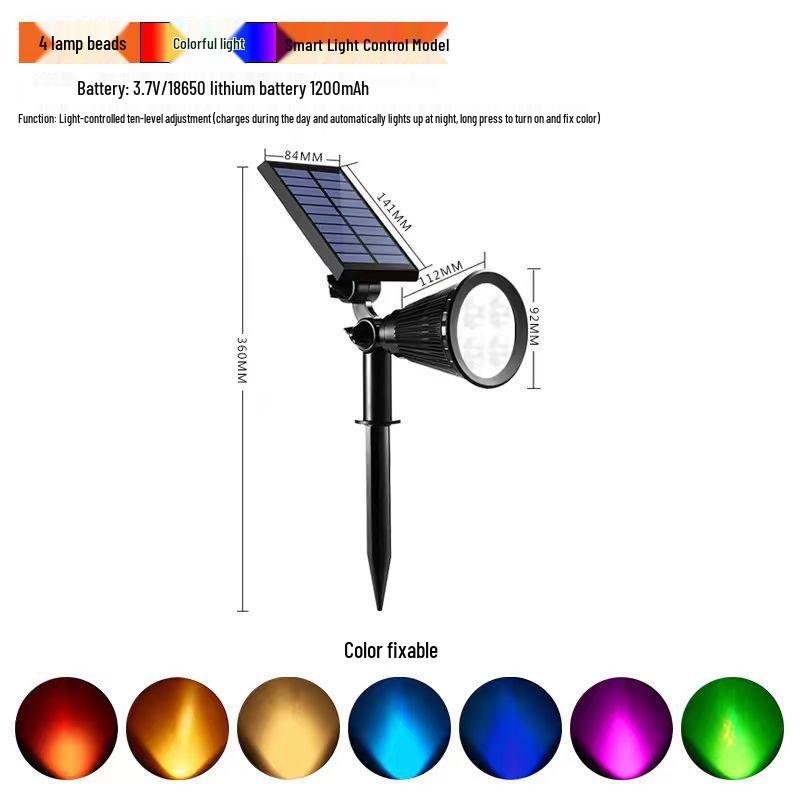 Solar-Powered Rainproof Outdoor Spotlight for Gardens and Lawns