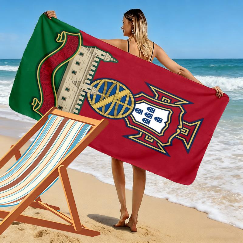 Portugiesisches Erbe Emblem Strandtuch Strandtuch für Urlaubsfotos Tragbar für Reisen Saugfähiges Badetuch Schwimm-schnelltrocknendes Badetuch