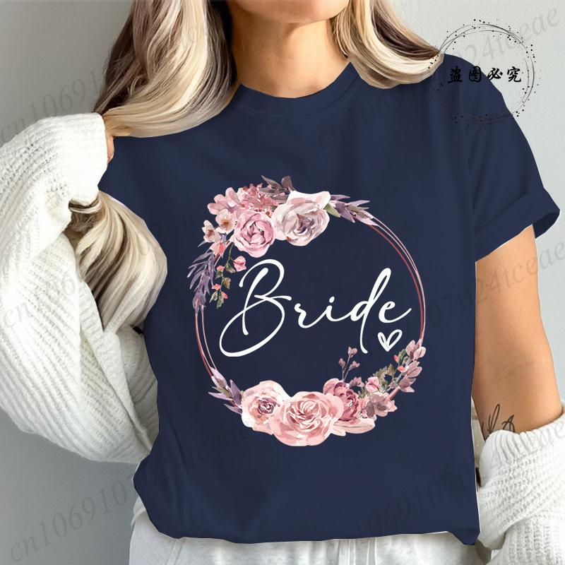 Bachelorette Party Print Bridal TShirt Short Sleeve Tshirt Casual Bridesmaid Tops Womens Clothing Fashion Casual TShirt T02