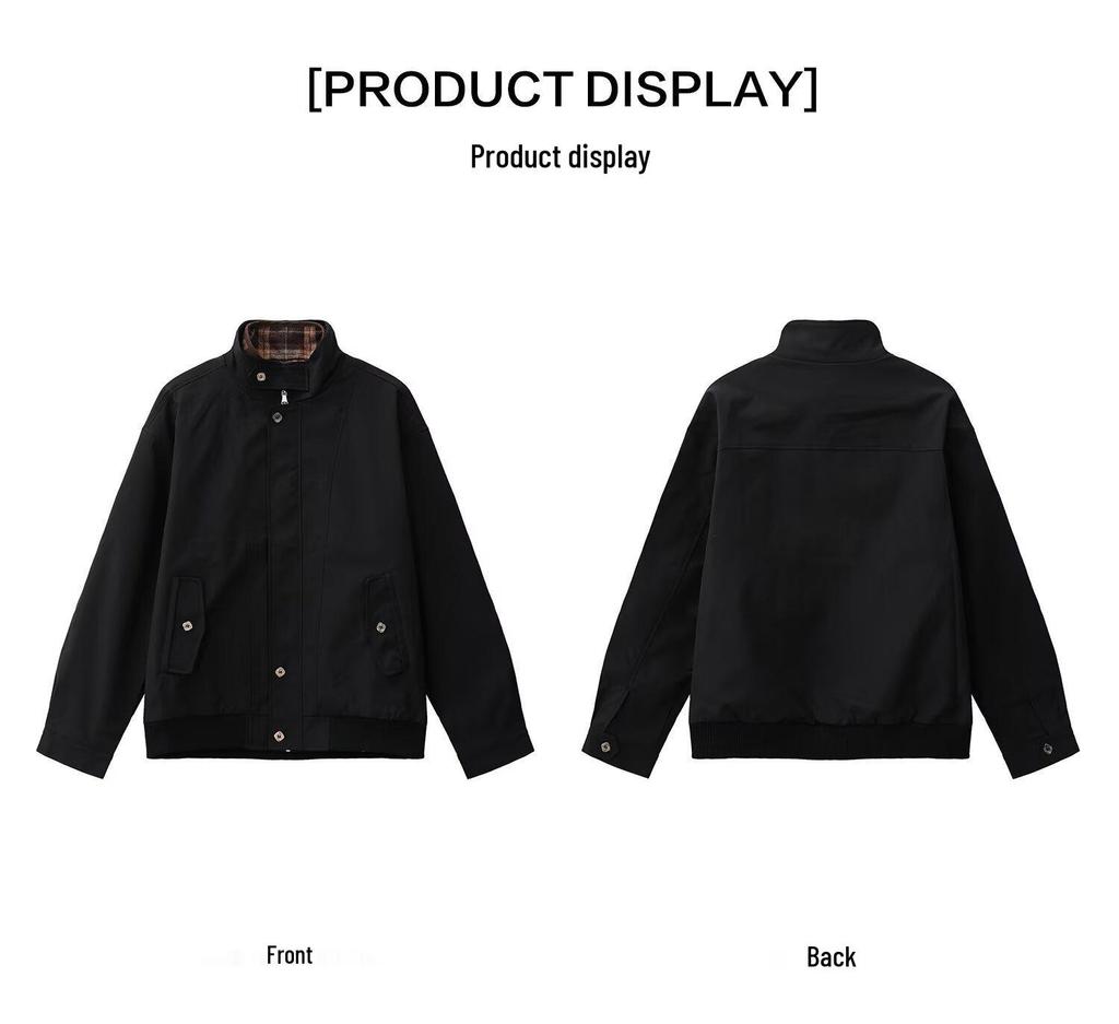 Men's Trendy Stand Collar Fake Two-Piece Workwear Jacket - 2026 Spring/Autumn Collection