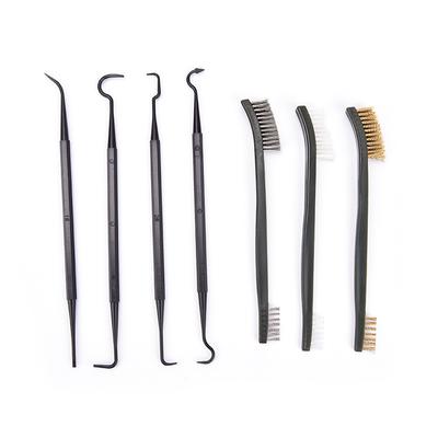 Gun Cleaning Tool Double-End 3Pcs Steel Wire Brush & 4Pcs Nylon Pick Set