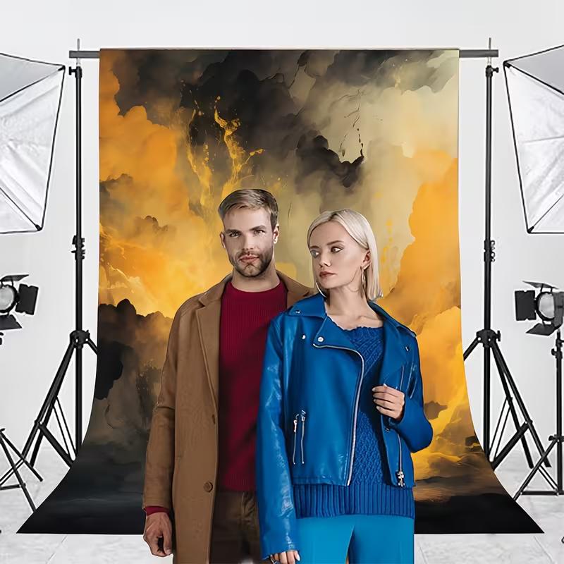 2D Printing Black & Gold Smoke Backdrop for Professional Studio Shooting
