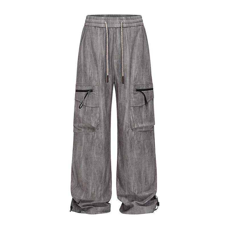 

Винтажный комбинезон тай-дай, мужской, на кулиске, с объемными карманами, широкие брюки, повседневный 2XL светло-серый