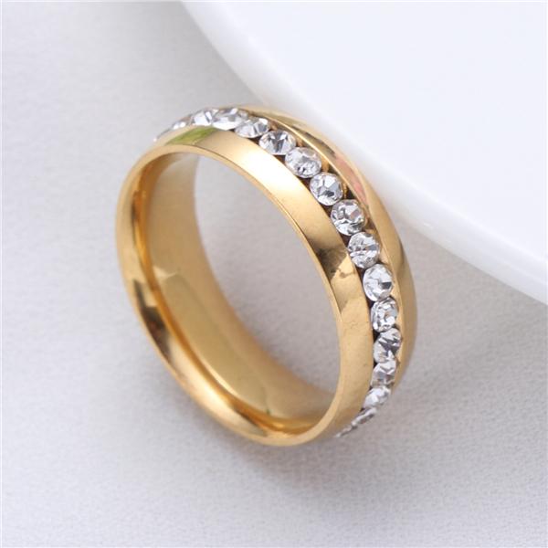 Taille Fashion Bijoux Femme or Rose Acier inoxydable Dépoli Band Ring