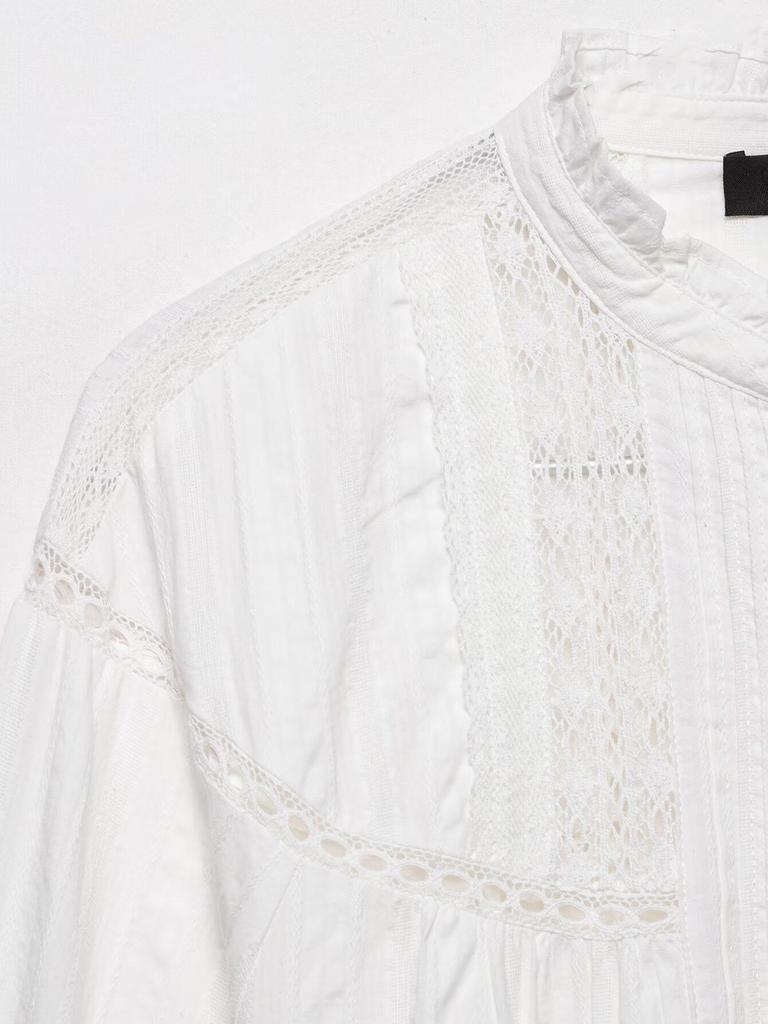 Spring 2026 Lace Trim Ruffle Shirt - European & American Style