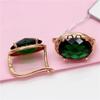 Starfuo 585 Purple Gold Earrings with Green Stone Cabochon – Women's Trendy Light Luxury Gold-Plated Jewelry.