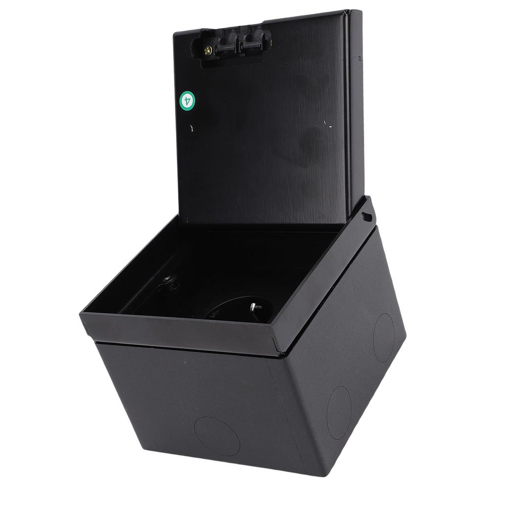 Zapuštěná plochá zásuvka s 2kolíkovou zásuvkou a portem pro síťový kabel Podlahová zapuštěná krabice - sada Černá