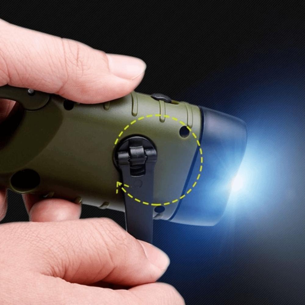 Solar Powered Charging Torch Hand Crank Outdoor Camping Flashlight  Saving Space for Backpack