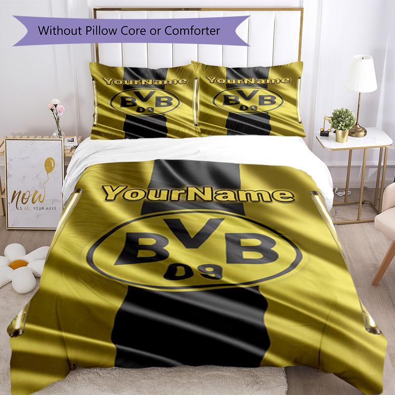 Borussia Dortmund Adınızı Özelleştirin Nevresim Takımı Nefes Alabilen Yorgan Kılıfı Yastık Kılıflı Ev Dekorasyonu Doğum Günü Hediyesi