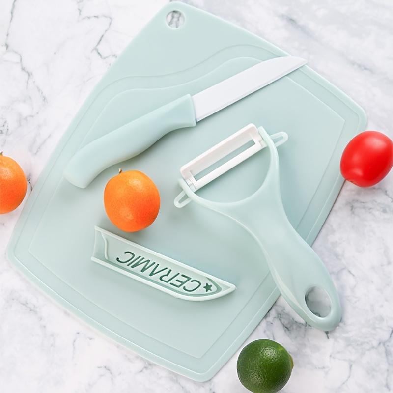 3PCS Hree Piece Kitchen Multi-functional Melon And Fruit Knife Ceramic Fruit Knife Set T Peeler Vegetable Cutting Board