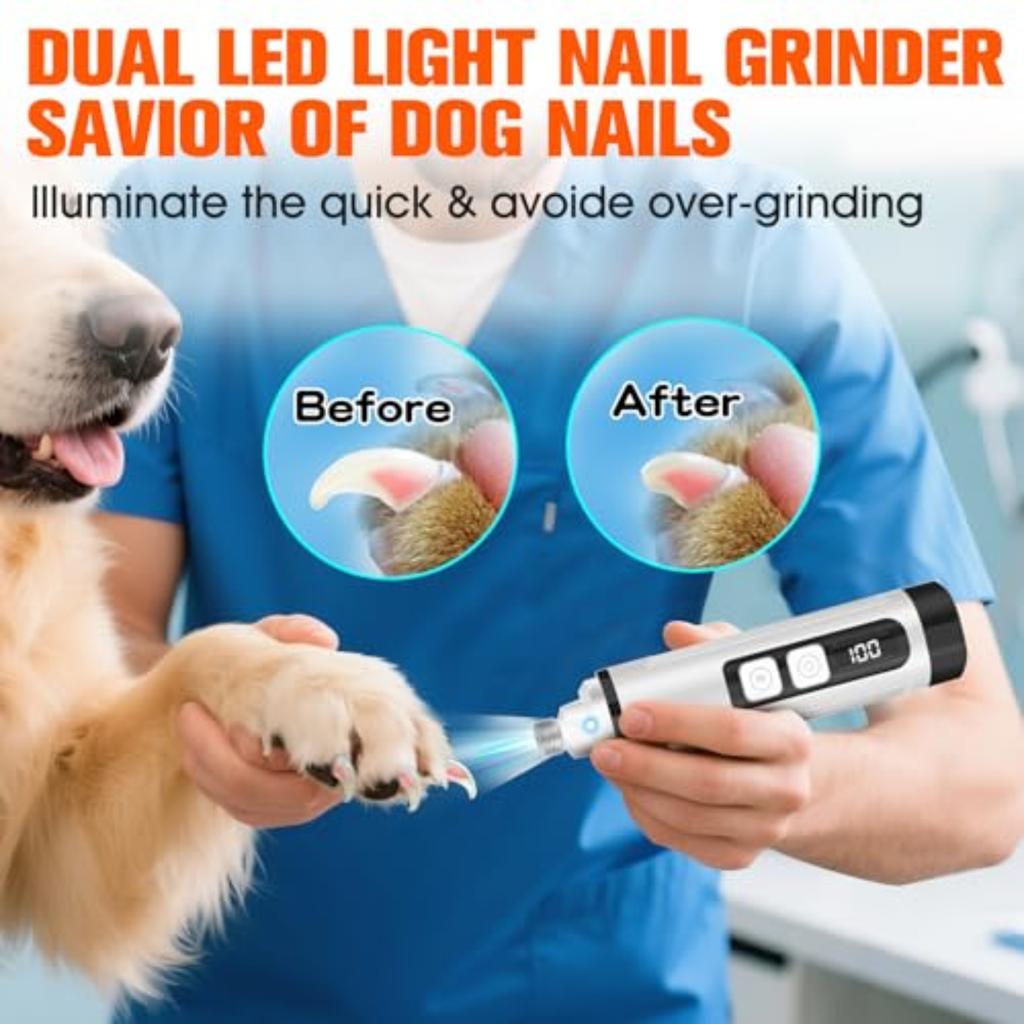 Dog Nail Trimmers Quiet Electric Pet Dog Nail Clippers Nail Clipper With Led Lights Nail Grinder High Speed Nail File Electric Clippers For Grooming S