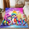 1PC Custom Name Rainbow Penguins Friendship Theme Floor Mat Ideal for Living Room, Game Rooms, Office, Bedroom Floor Mat Playful Design