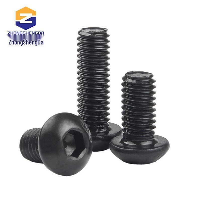 10.9 Grade Black Pan Head Inner Hex Screw Bolt, Mushroom Head, Sizes: M2-M8
