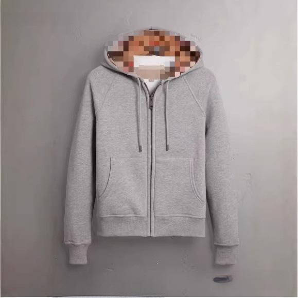 Kapuzenpullover-Jacke im britischen Stil – Unisex Jacke mit durchgehendem Reißverschluss S grau